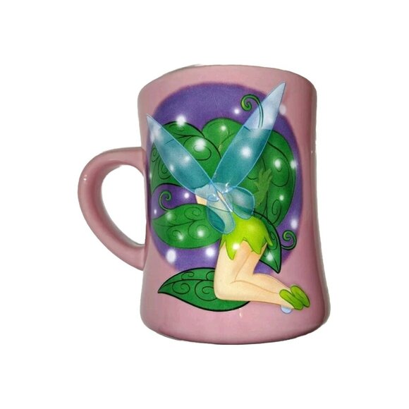 Disney Tinkerbell Mug Pink 4 Inches Wide 4.5 Inches Tall - Picture 3 of 11